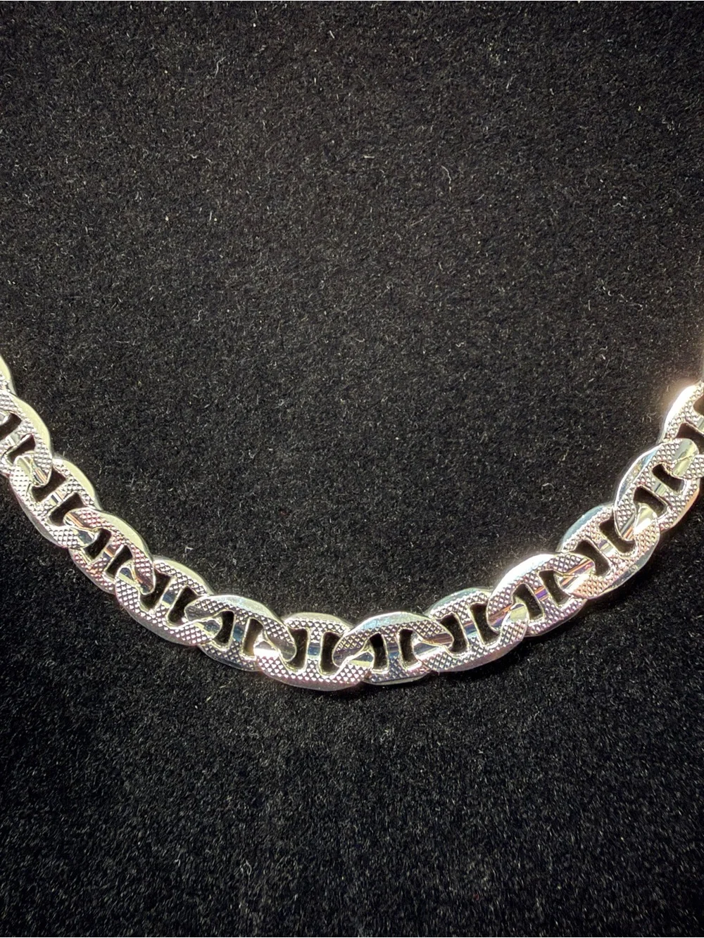 925 Stamped Silver Diamond Cut Mariner Necklace 20in 7MM 27.5g BRAND NEW.
